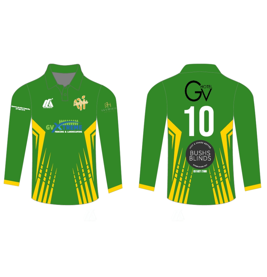 One Day Playing T-Shirt Long Sleeve (Coloured) - Pine Lodge Cricket Club