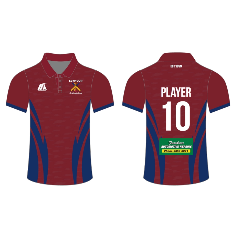 One Day Playing T-Shirt Short Sleeve (Coloured) - Seymour Cricket Club