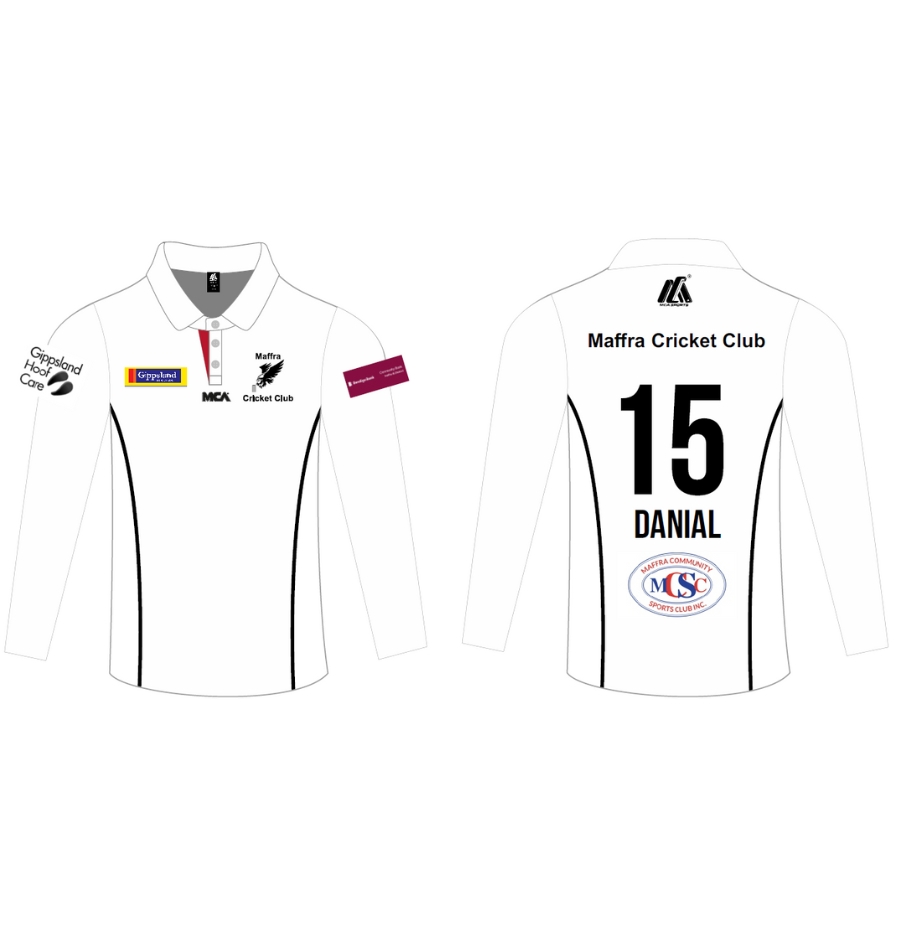 Two Day Playing T-Shirt Long Sleeve (White) - Maffra CC