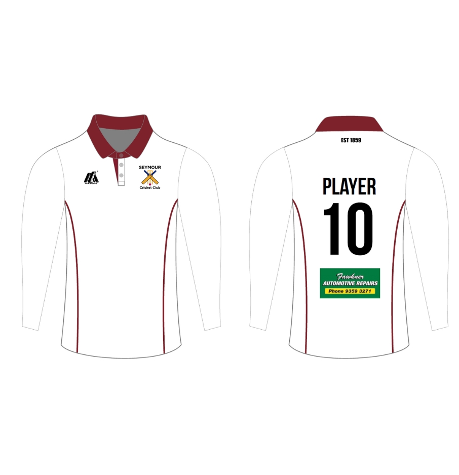 Two Day Playing T-Shirt Long Sleeve (Off-White) - Seymour Cricket Club